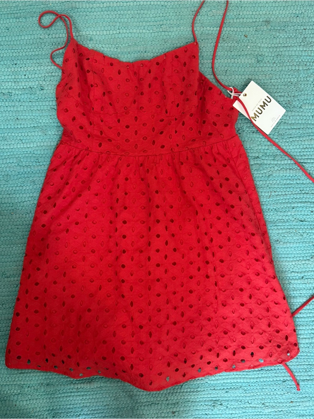 Show Me Your Mumu Out of Town Mini Dress Red Eyelet NWT Size Small